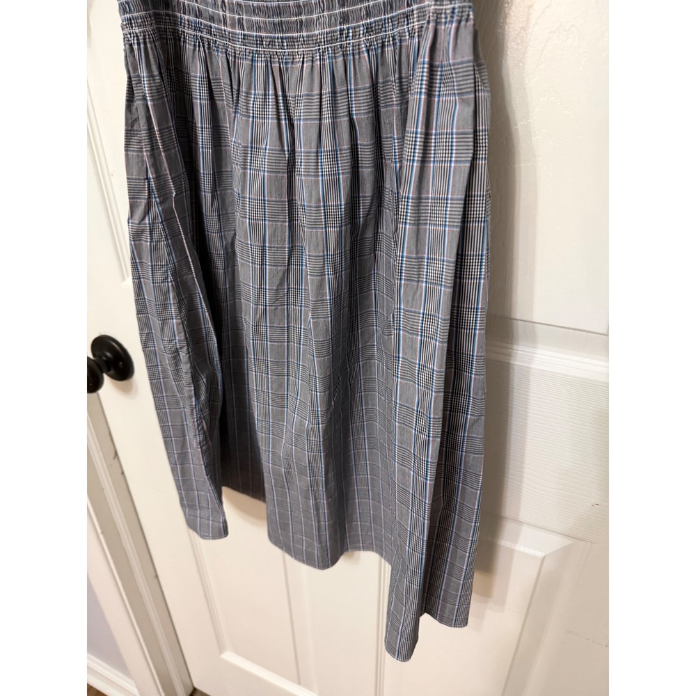 Hill House Home The Athena Nap Dress Blue Grey Plaid Smocked Mini Dress XS - Picture 6 of 9